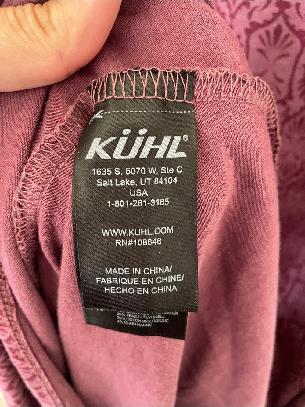 Kuhl Orianna Dress Plum Floral V-Neck Athleisure Dress L Hiking Camping Granola - Picture 3 of 12